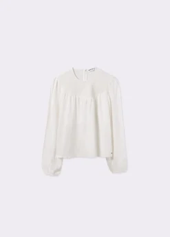 Blusa cuello redondo smock en pico
