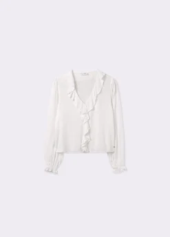 Blusa escote volantes