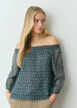 Blusa offshoulder sello indio brillo