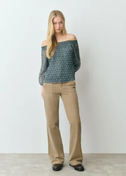 Blusa offshoulder sello indio brillo