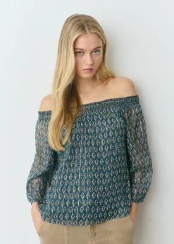 Blusa offshoulder sello indio brillo