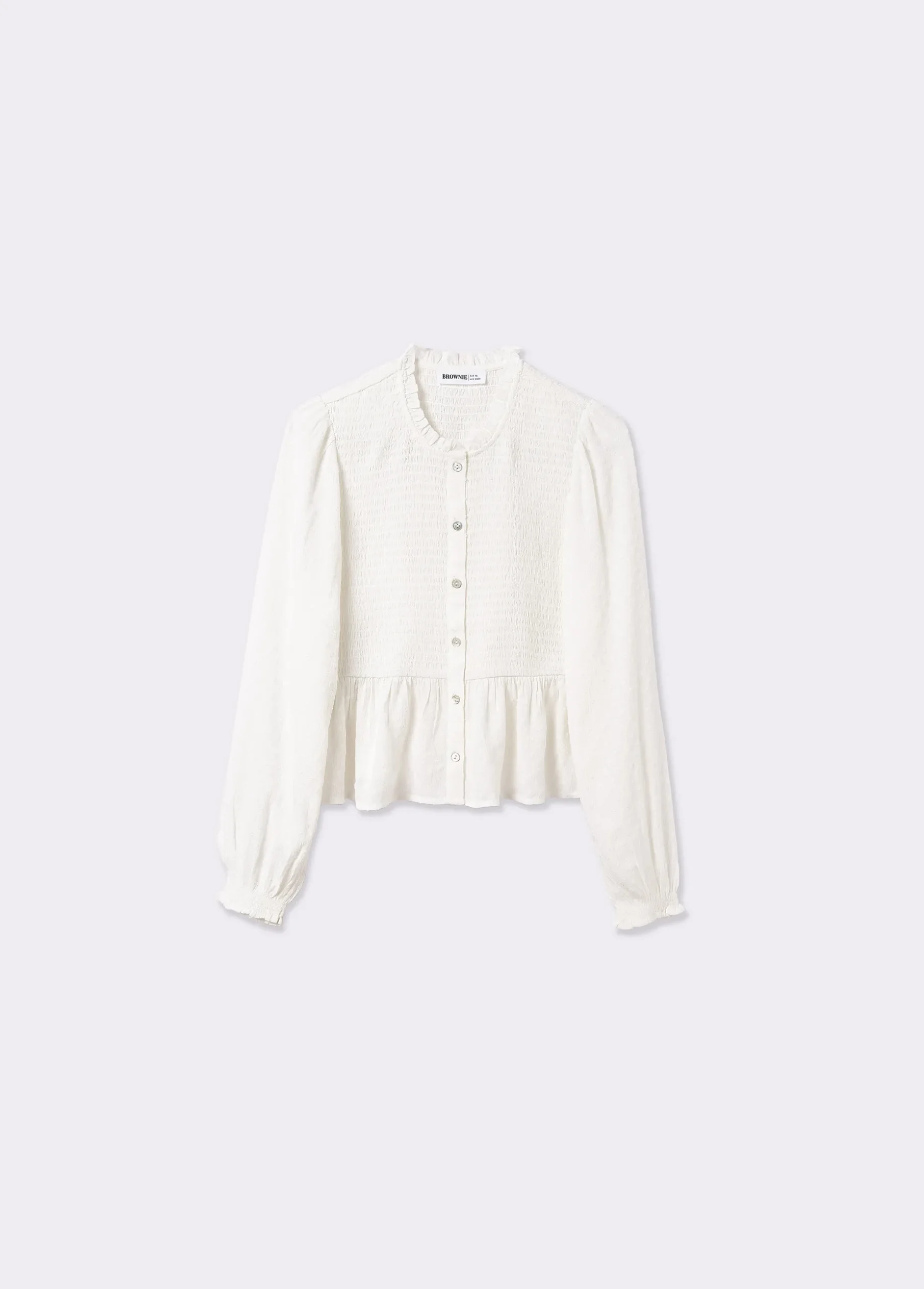 Blusa smock con botones plumeti