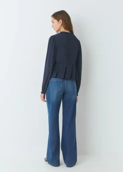 Blusa smock con botones plumeti
