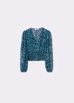 Blusa smock estampado brillo