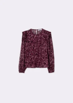 Blusa volantes mangas estampada brillo