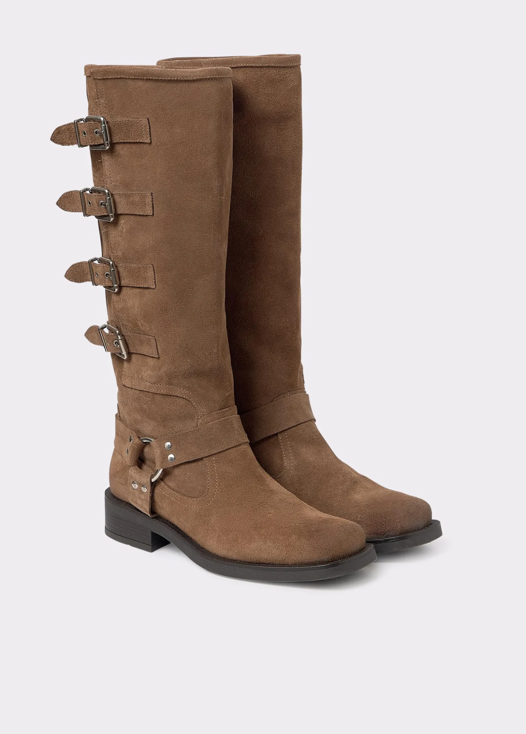 Bota alta piel hebillas