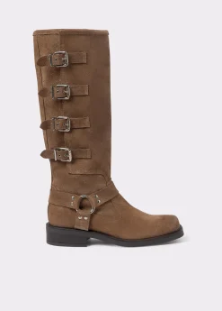 Bota alta piel hebillas