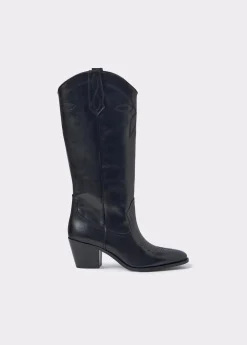 Bota piel campera tacón