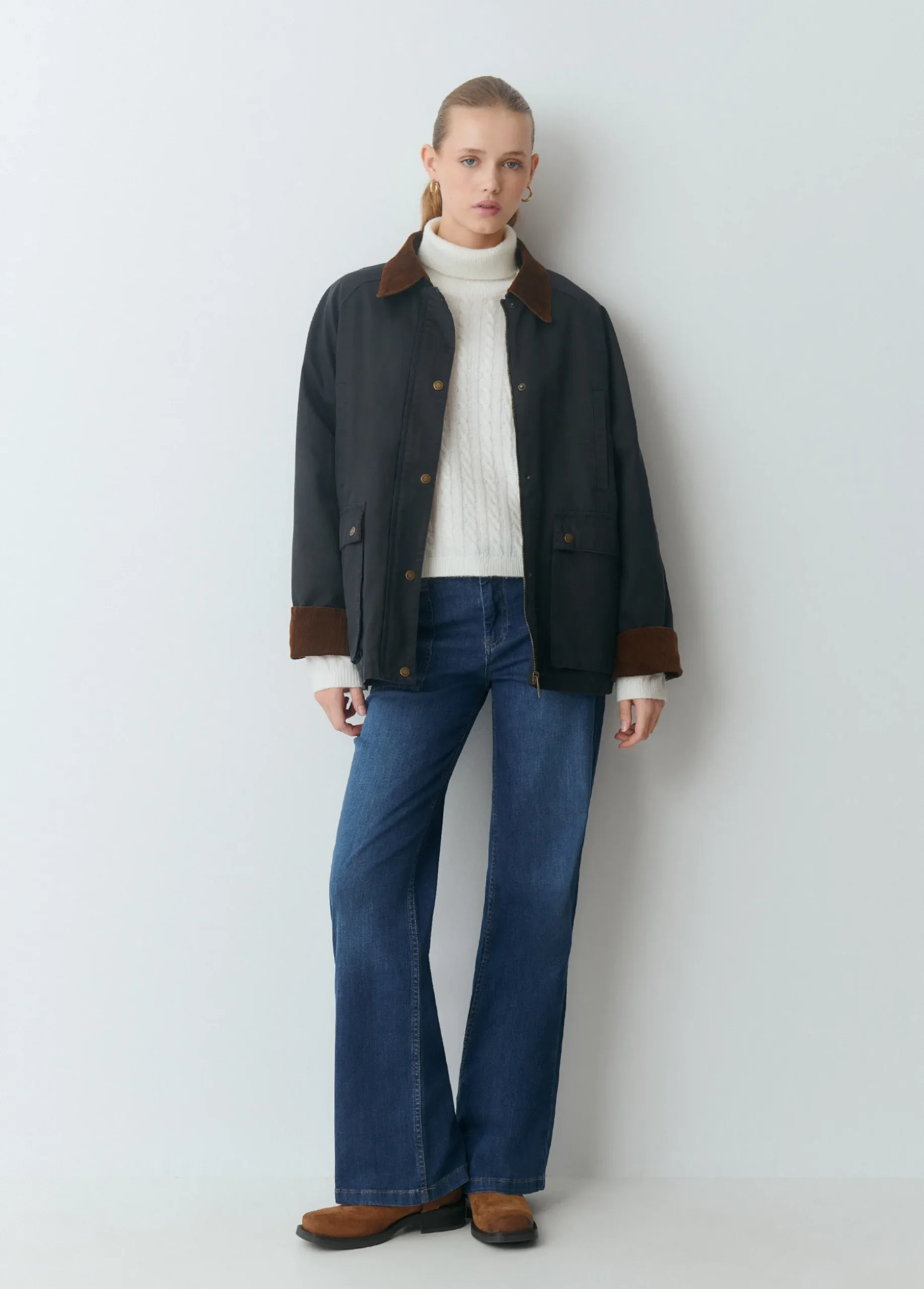 Chaqueta encerada con chaleco borrego extraíble
