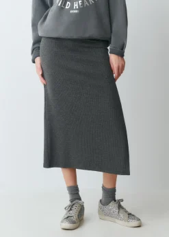 Falda canalé midi