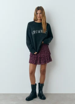 Falda estampada volantes sello indio