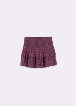 Falda estampada volantes sello indio