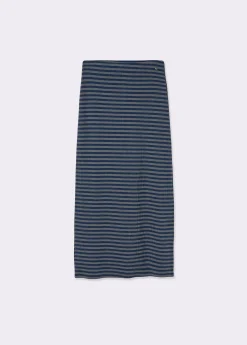 Falda rib largo midi raya tejida