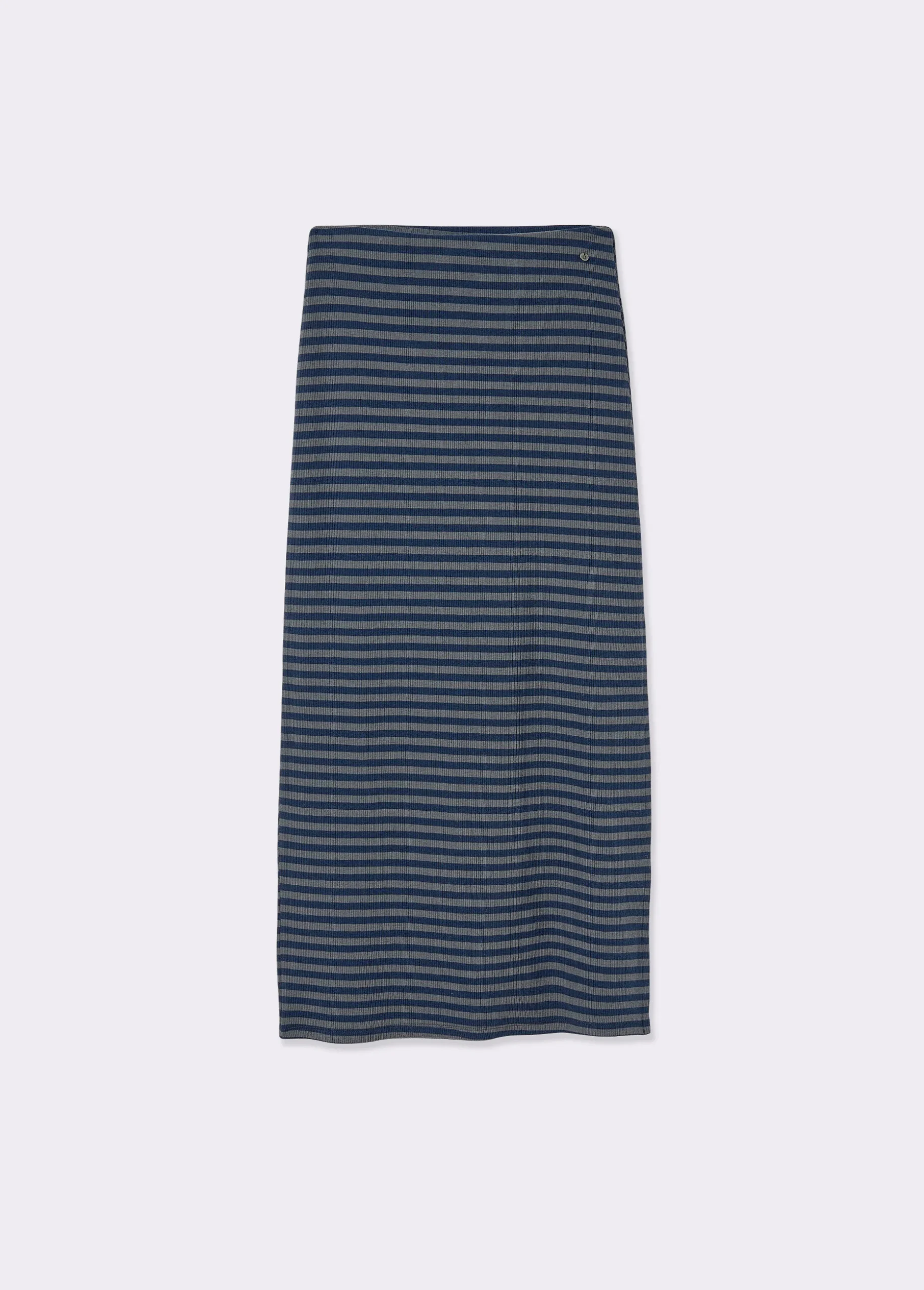 Falda rib largo midi raya tejida