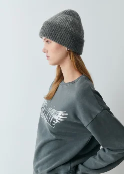 Gorro bicolor canalé lurex