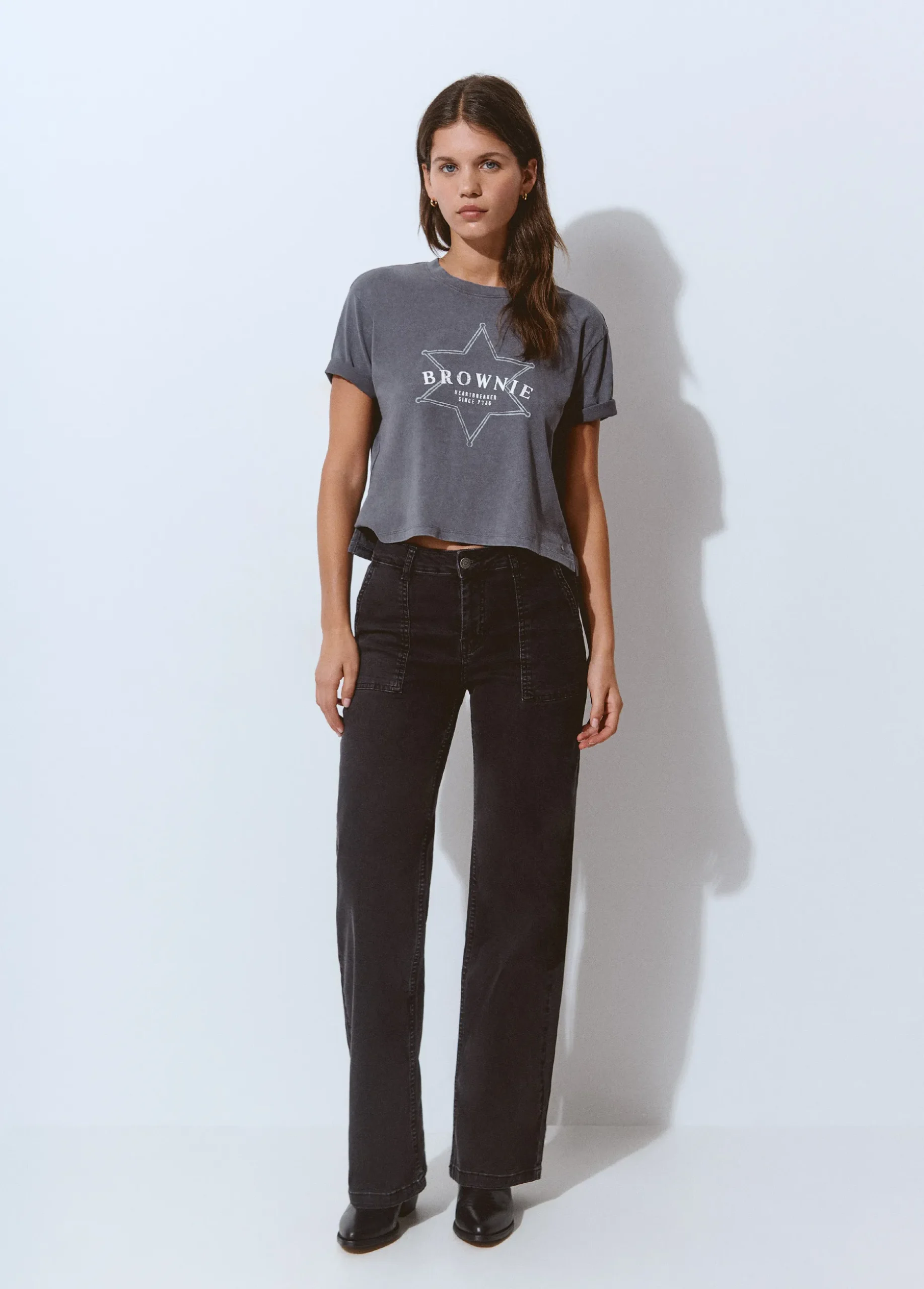 Jeans culotte bolsillo frontal
