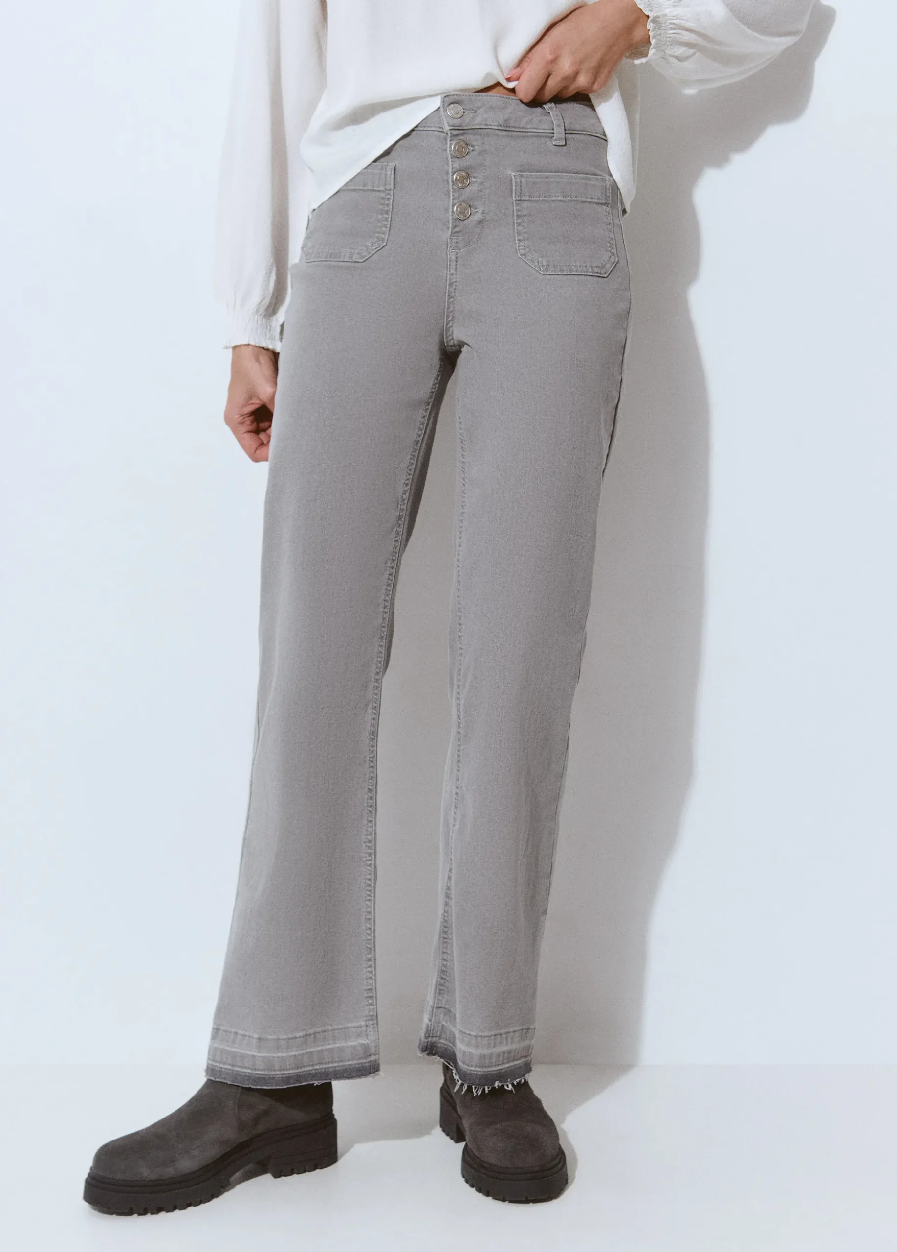 Jeans culotte botones frontales