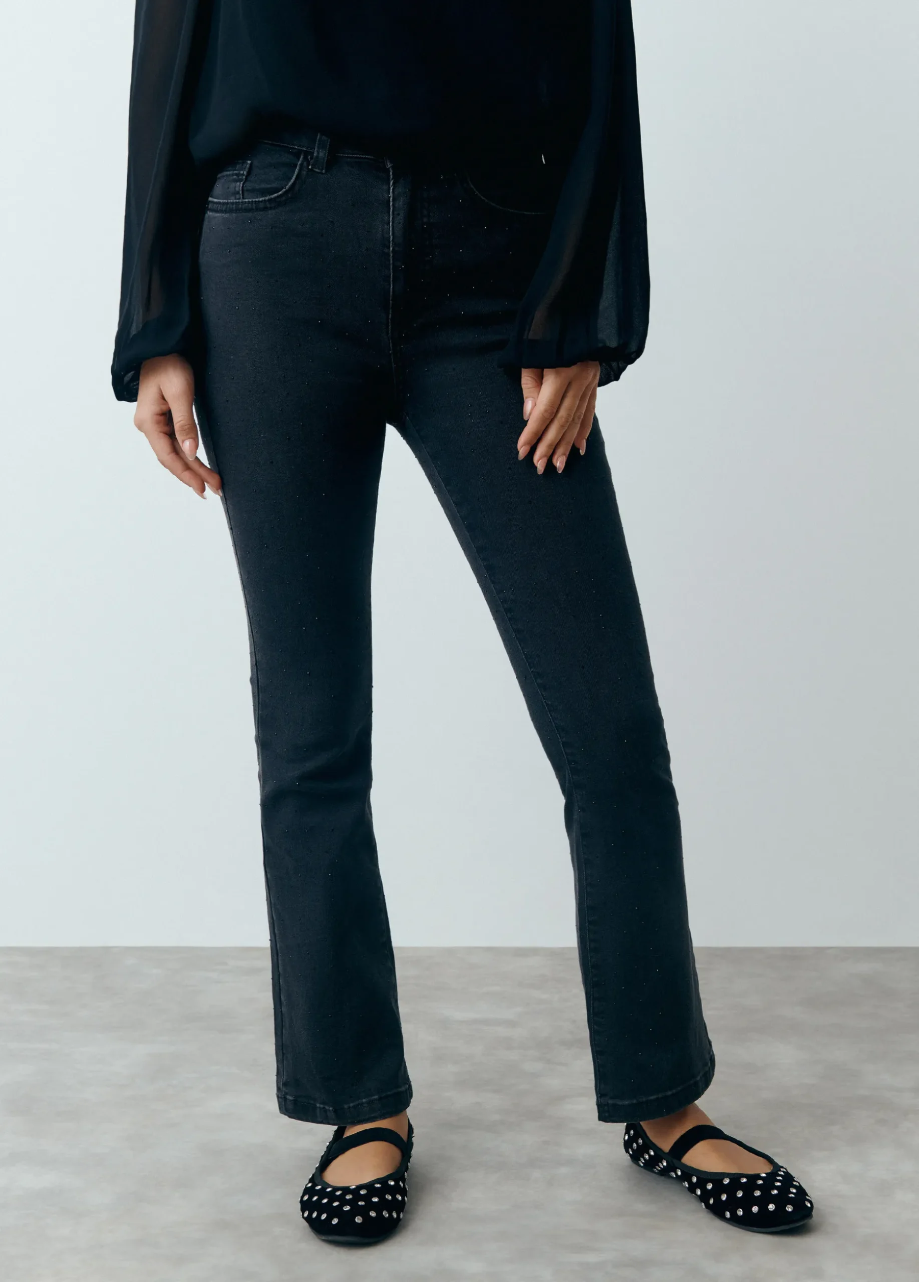 Jeans flare cropped brillantes