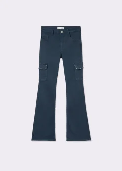 Pantalon campana cargo tachas
