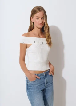 Top bardot tachas