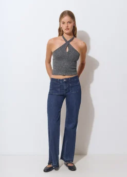 Top halter hilo metalizado