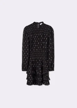 Vestido brillo smock cintura