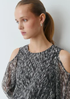 Vestido cut out brillo estampado