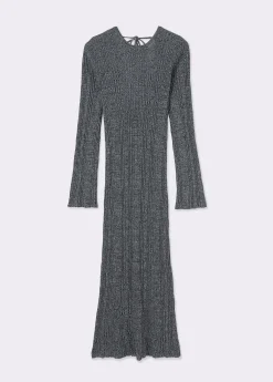 Vestido manga larga hilo metalizado
