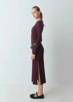 Vestido midi rib raya tejida