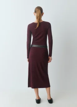 Vestido midi rib raya tejida