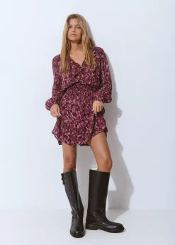 Vestido smock cintura estampado brillo