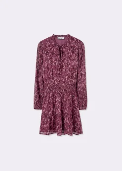 Vestido smock cintura estampado brillo